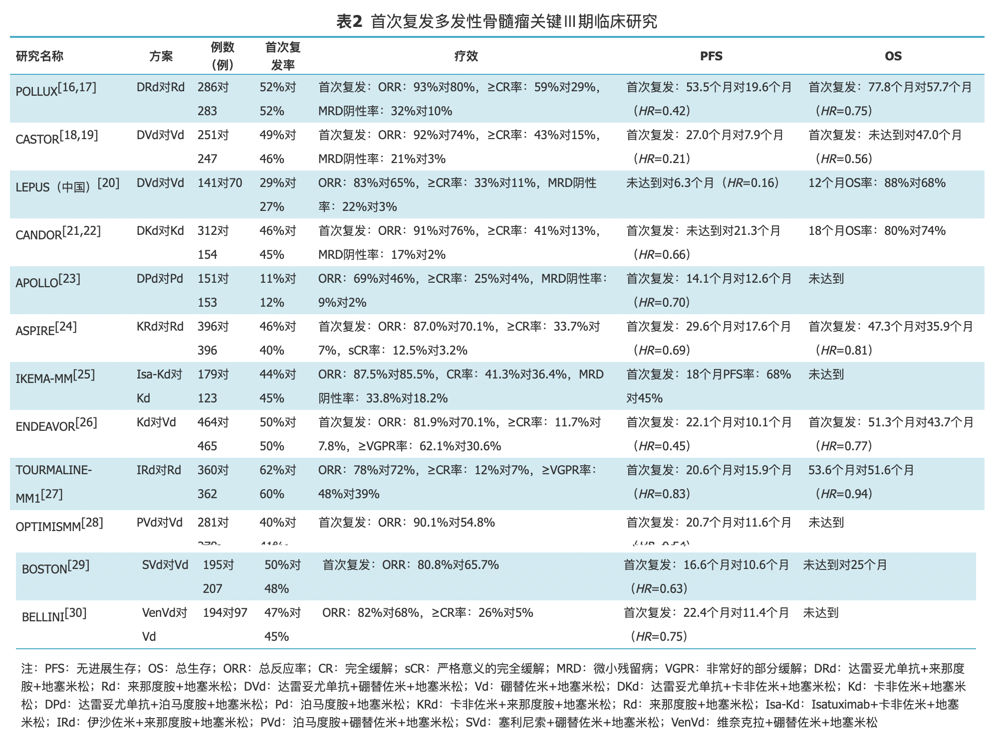 表2 首次复发MM临床研究.png